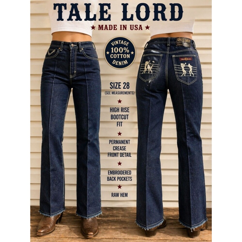 Tale Lord USA Jeans 28x33 Dark Denim Western Crease Bootcut Vintage NWT